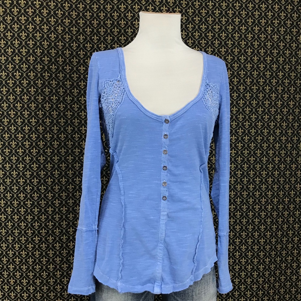 Free People Keepsake Crochet Inset Henley